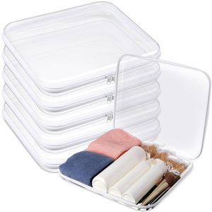 6 Pcs Clear Hard Zipper Case Hard Plastic Zipper Pouches Makeup Bag😗